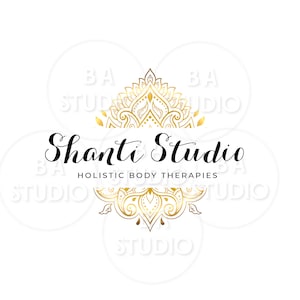 Mandala Logo - Premade Logo- Logo Design - Logo Design and Branding Package - Lotus Gold Logo - Yoga Logo - Boho Logo - Circle Logo - Health