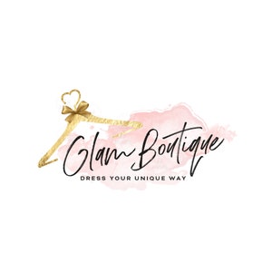 Clothes hanger Logo - Premade Logo Design -  Logo Design and Branding Package - Gold Bow Logo -  Gold Hanger Logo - Gold Bow  Hanger  Logo