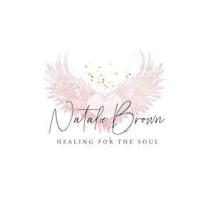 Logotipo Angel Wings - Design de logotipo pré-fabricado - Pacote de design de logotipo e marca - Logotipo Angel - Logotipo de cura - Logotipo de coração - Logotipo Wings - Rosa