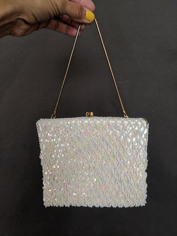 1950s Handmade Square Shaped Sequin/Beaded Handbag