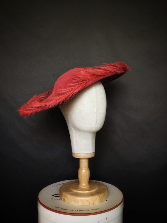 stunning 1950s Flo Raye hat original saucer felt h