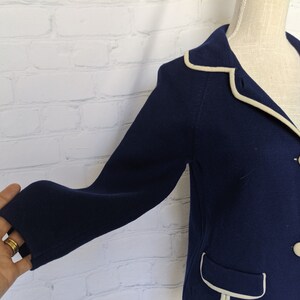Blue/White Structured Wool Knit Cardigan/Jacket, Sweet Details. Perfect Condition