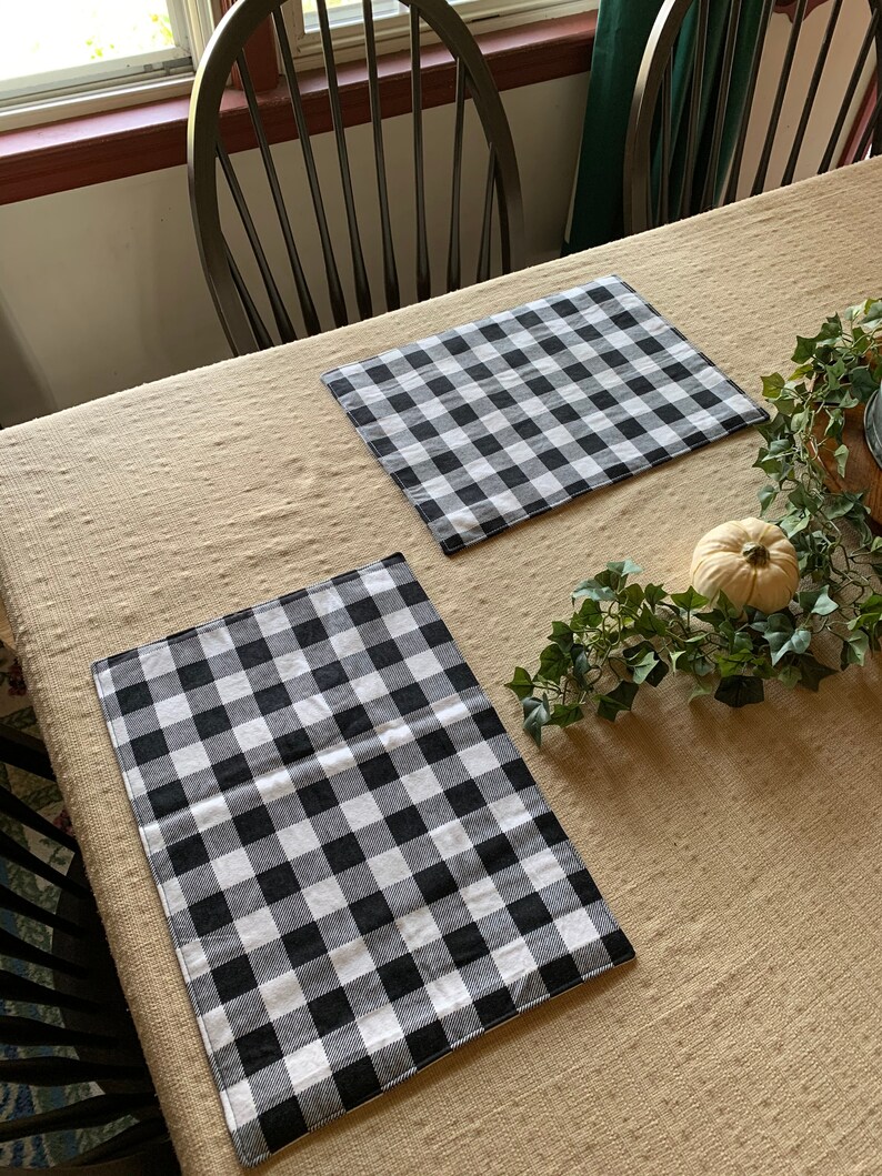 Placemats Buffalo Check Black and White Fall Placemats Etsy