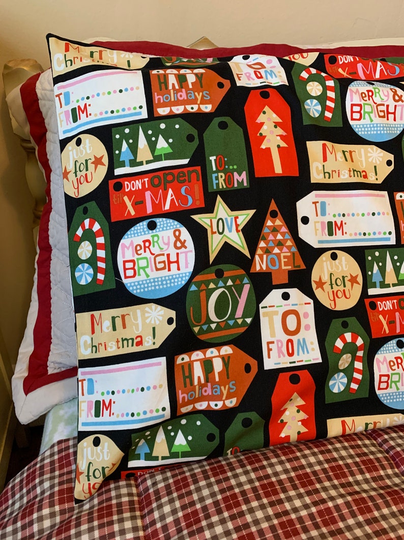 Christmas Gift Tags Pillowcase Standard Pillowcase Cotton Etsy