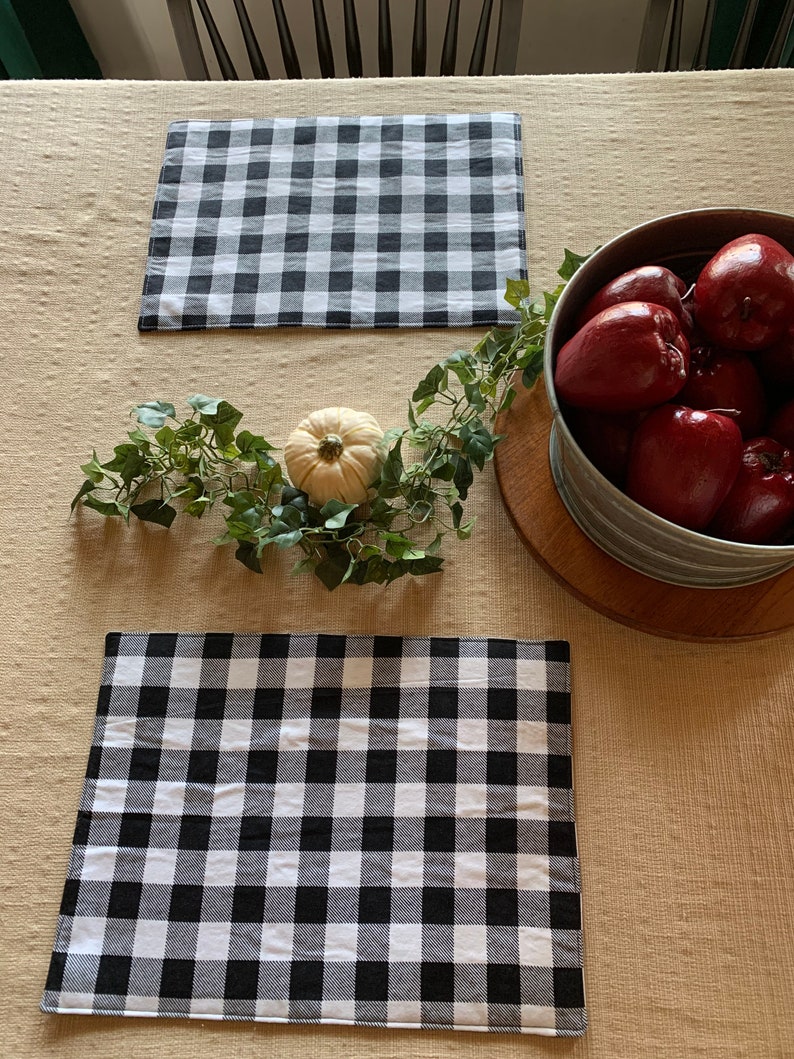 Placemats Buffalo Check Black and White Fall Placemats Etsy