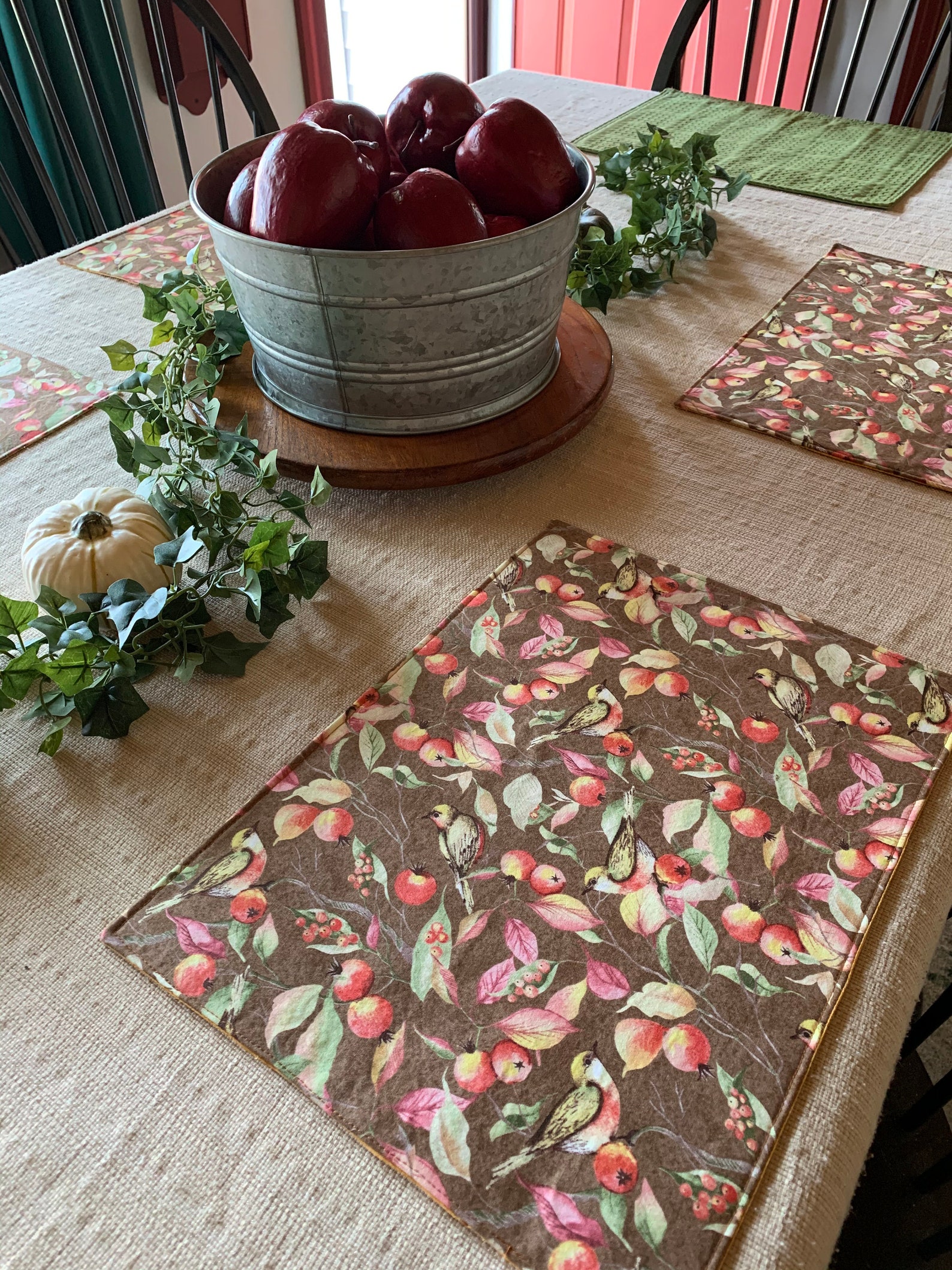Placemats, Fall Placemats, Fabric Placemats Set of 4, Holiday, Washable