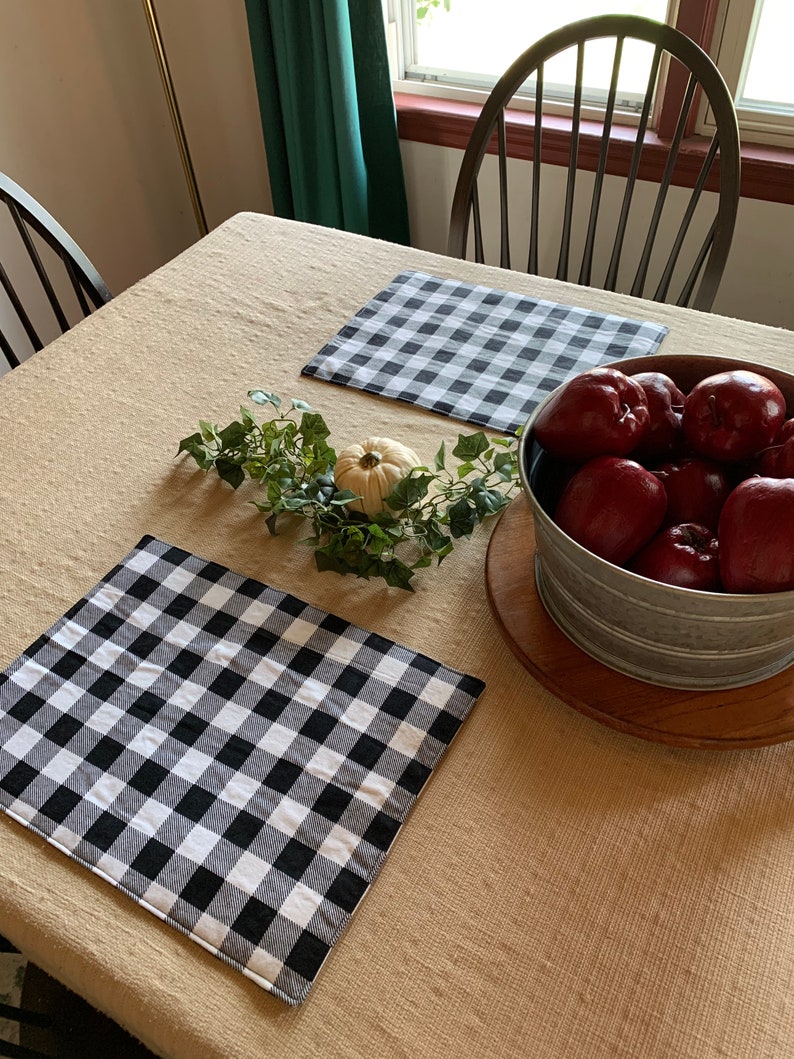 Placemats Buffalo Check Black and White Fall Placemats Etsy