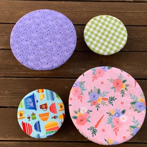 Reversible Fabric Bowl Cover, Bowl Cover, Bright Pattern, Reusable Bowl Covers, Gift Idea, Stocking Stuffer