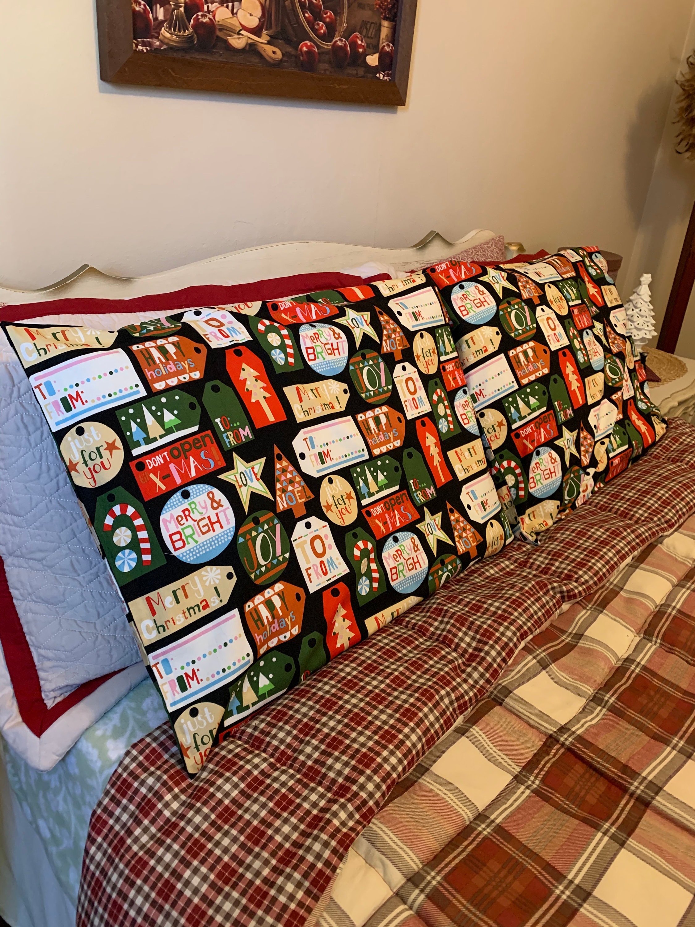 Christmas Gift Tags Pillowcase Standard Pillowcase Cotton Etsy