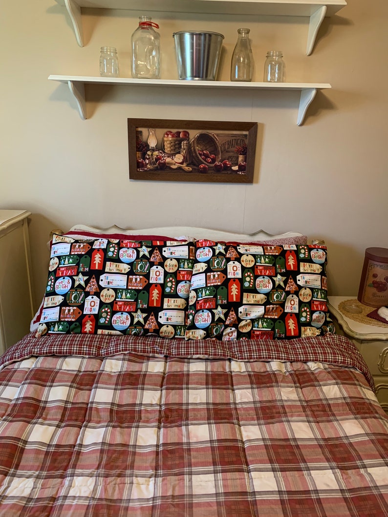 Christmas Gift Tags Pillowcase Standard Pillowcase Cotton Etsy