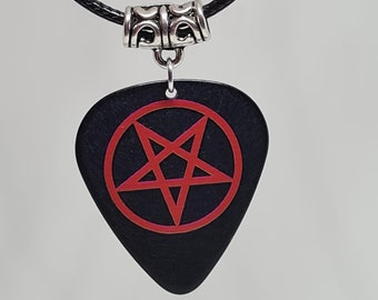 Guitar Pick Necklace Motley Crue Pentagram Pendant Goth Jewellery Punk Rock 80s Heavy Metal Costume Nikki Sixx White Star Charm