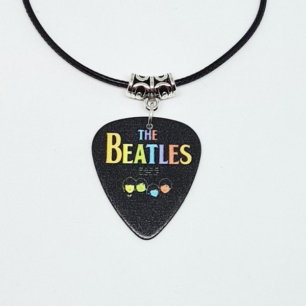 Guitar Pick plectrum pendant THE BEATLES Band Necklace Logo Jewellery John Lennon Paul McCartney Classic Rock Ringo Harrison Punk Goth