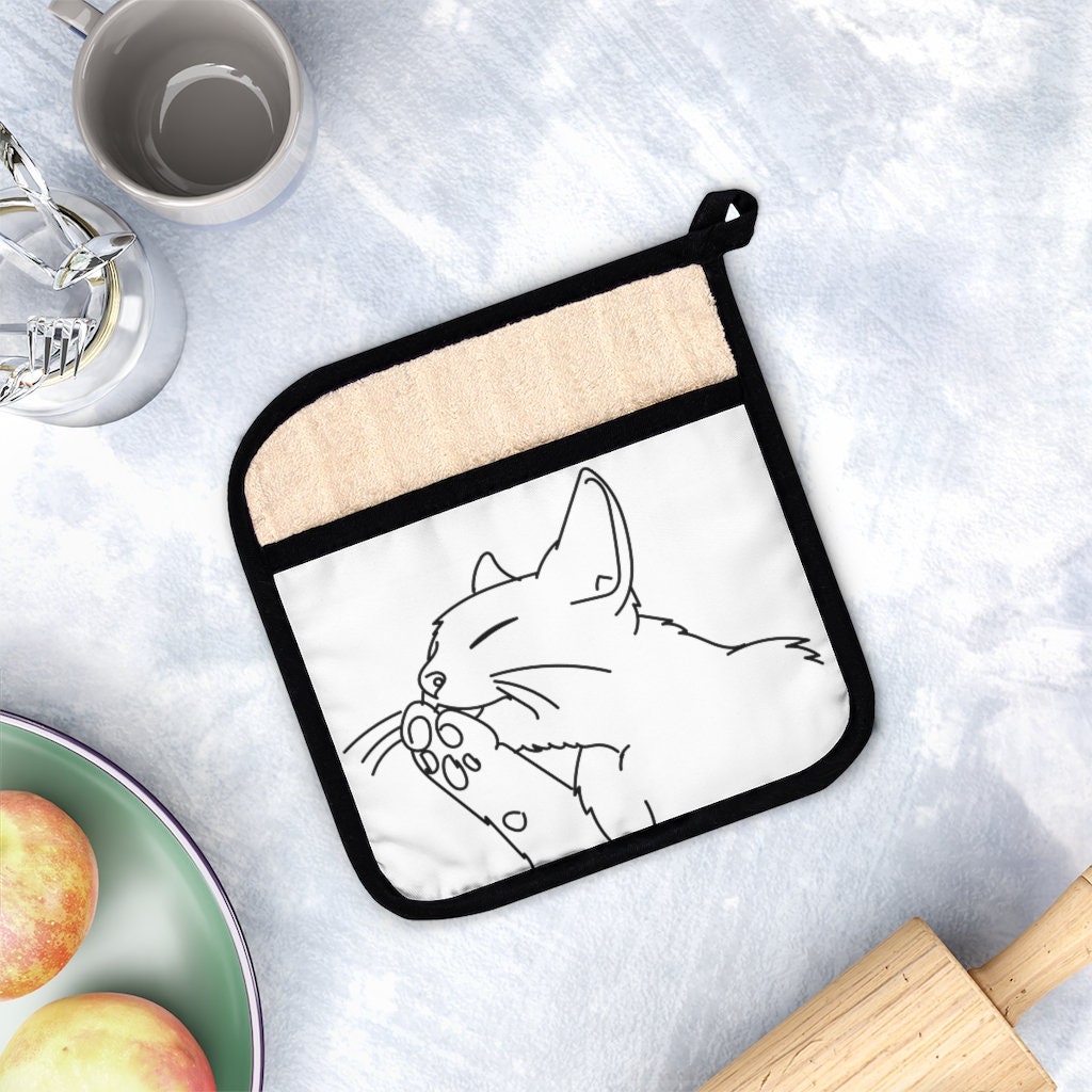 Discover 可愛い猫ちゃん 猫 ポケット付きポットホルダー 動物 Cat Pots Holder with Pocket