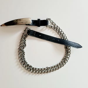 Vintage 1980’s Bob Mackie Black Cinch Belt with Silver Chain White Leather 1980s Vintage Belts for sale | eBay main image 4