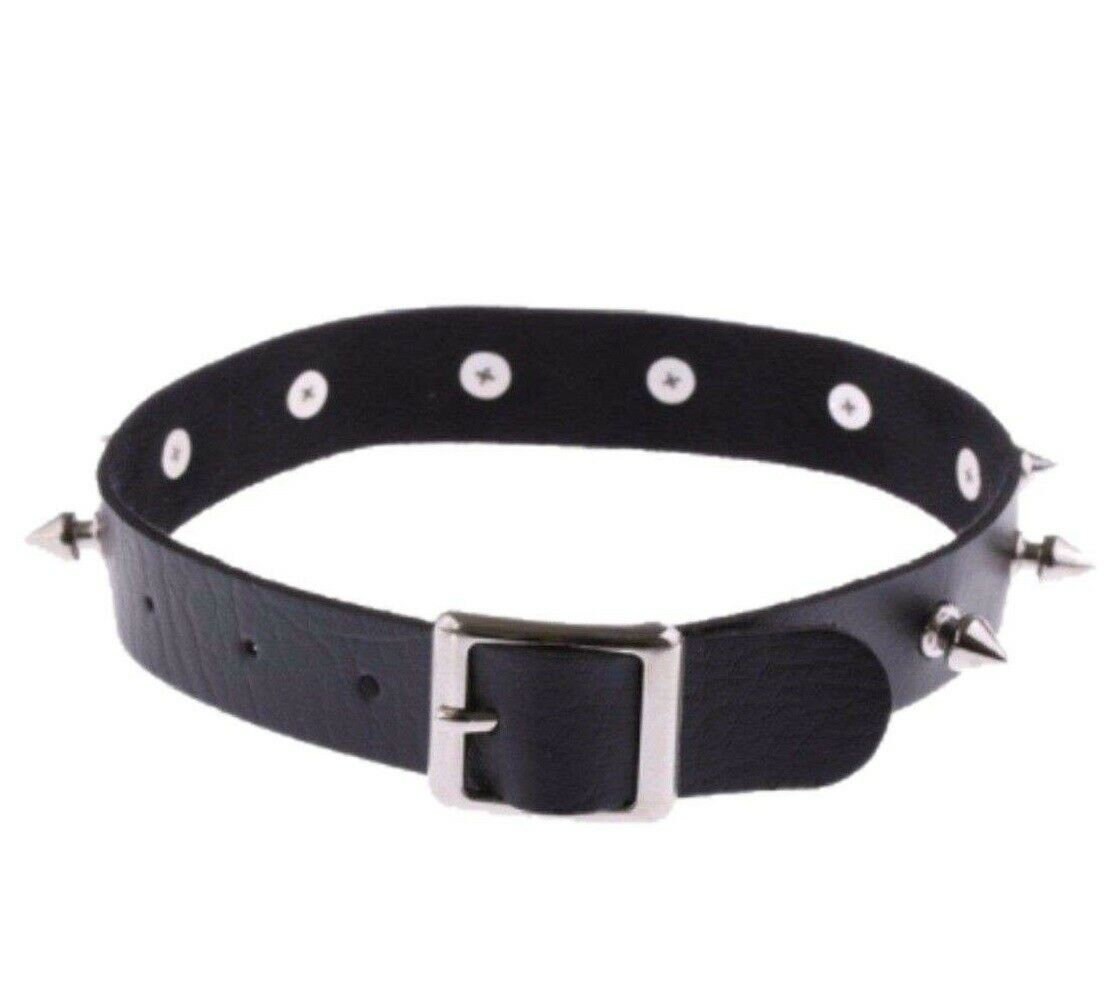 'Spikey' Black Faux Leather Spike choker main image 1