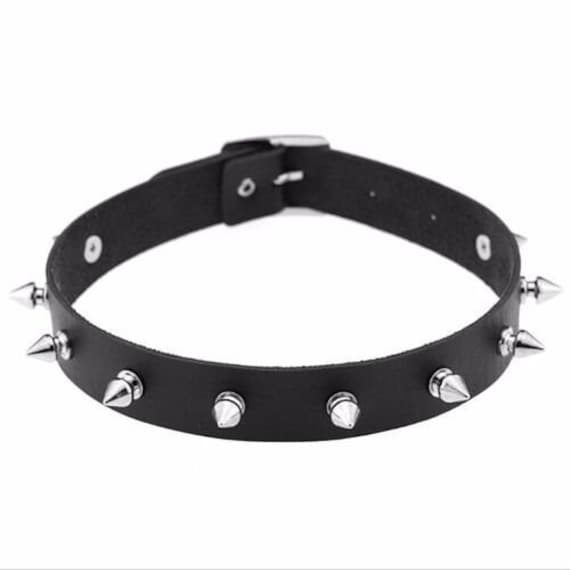 Emo Spike Choker Punk Gothic Collar Necklace Fashion Vegan Leather Belt  Choker