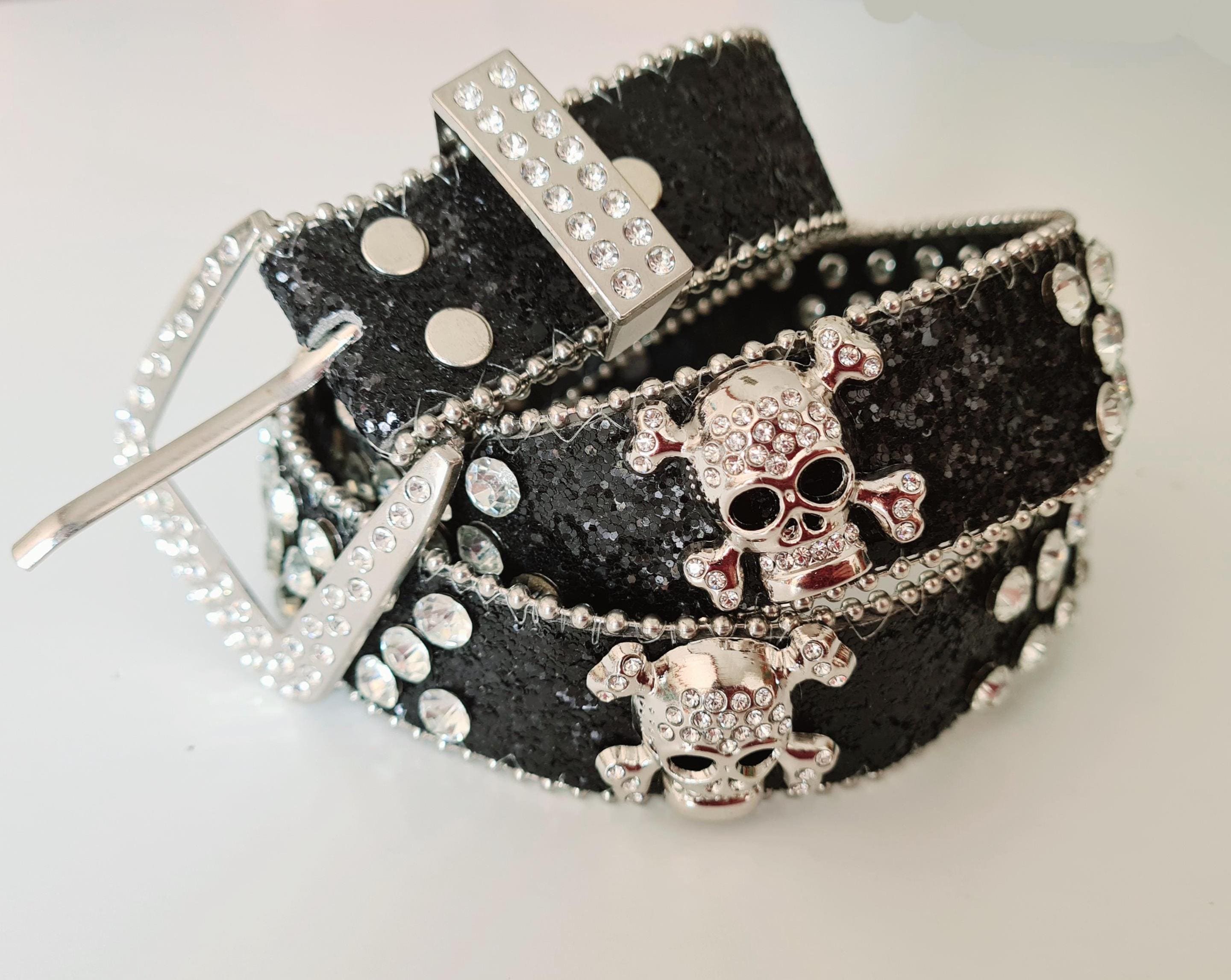 Rhinestone Skull Studded Belt Punk Western Cowgirl Bling Accessory Bling Skull Belt - Etsy main image 3