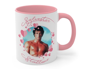 I Love Sylvester Stallone Coffee Mug Cup Valentines Love Hearts Rocky Balboa Boxing Movie Rambo Novelty Funny Gag Joke Birthday Gift
