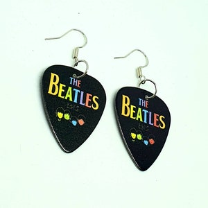 Guitar Pick plectrum pendant THE BEATLES Earrings Band Logo Jewellery John Lennon Paul McCartney Classic Rock Ringo Harrison Punk Goth