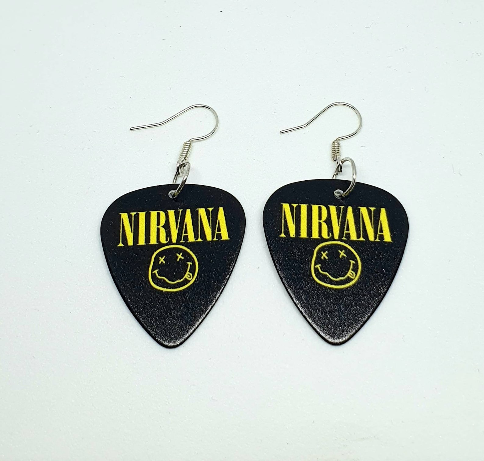 Guitar Pick Plectrum Pendant NIRVANA Earrings 90s Grunge Logo Kurt