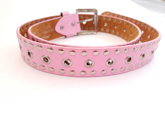 Pink Studded Belt Punk Rock Fashion Y2K Faux Leather Silver  display picture 3