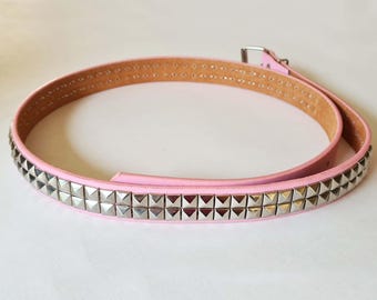 Pyramid Studded Belt Punk Rock Fashion Y2K Pink Faux Leather Metal Studs Heavy Metal Emo Costume Halloween