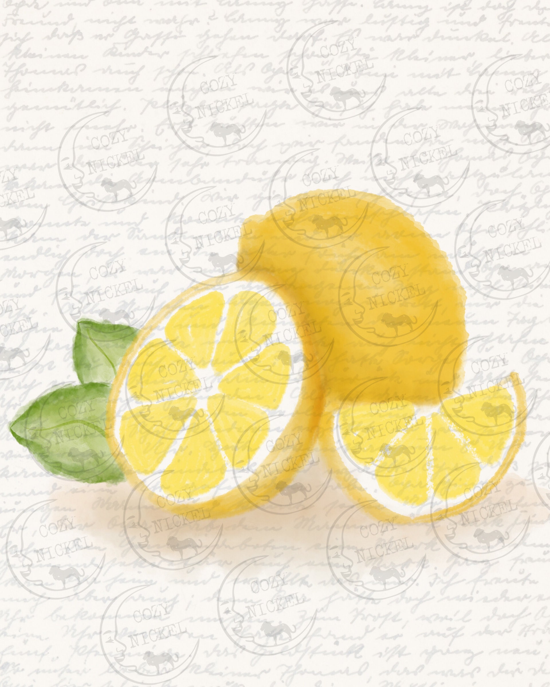 Lemon Script Printable Decor Kitchen Wall Art Lemon Decor Etsy España