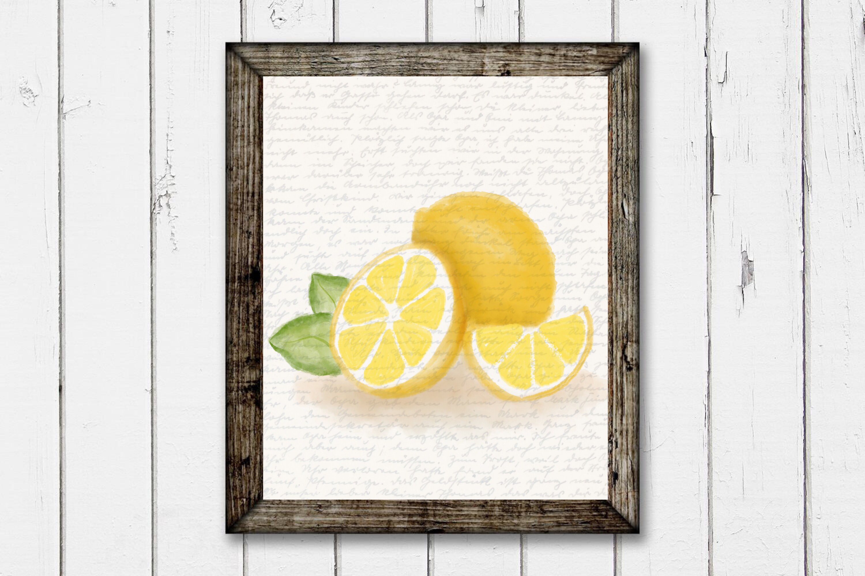 Lemon Script Printable Decor Kitchen Wall Art Lemon Decor Etsy 日本