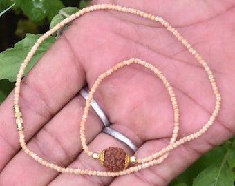 Beautiful one row Handmade tulsi Kanthimala, necklace - hare krishna kanthi mala, jay Shri radhe Mala,Shri Radhe, Tulasi,Rudraksha locket