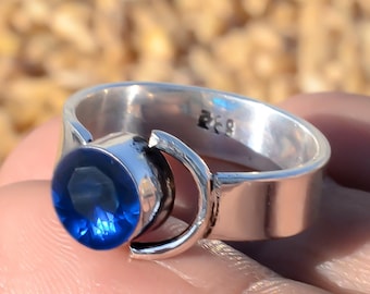 Blue Round Cut Tanzanite Gemstone Men's Jewelry Ring, 925 Sterling Silver Jewelry Ring, Statement Ring, Birthstone Ring, Promise Ring