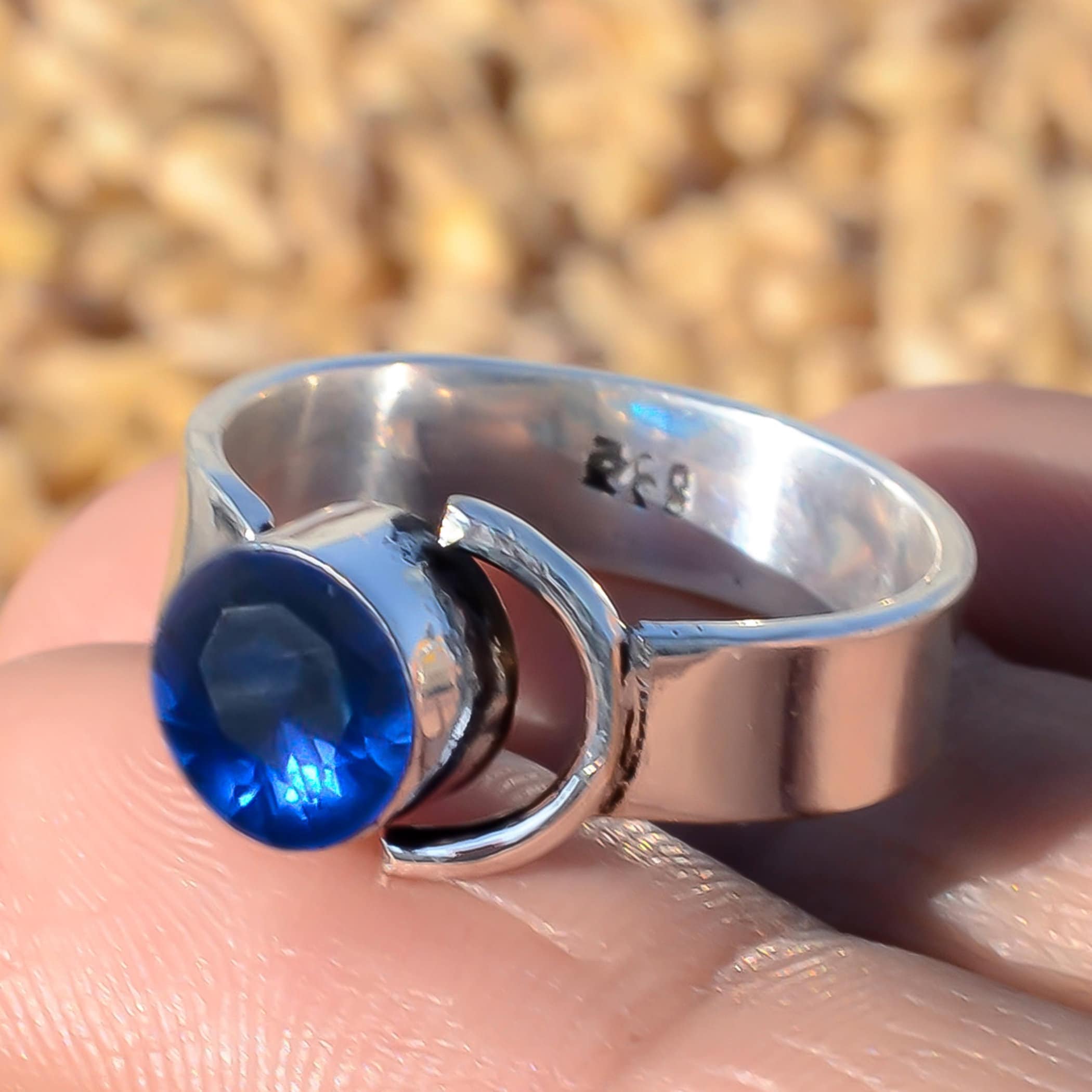 Blue Round Cut Tanzanite Gemstone Men's Jewelry Ring, 925 Sterling Silver Jewelry Ring, Statement Ring, Birthstone Ring, Promise Ring