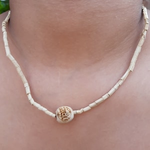 Hand Carved Tulasi Pendant: Sita Ram Sanskrit Name, Vrindavan Mala