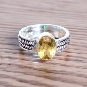 Anillo de citrino para hombre, anillo de piedra preciosa amarilla, plata de ley 925, joyería hecha a mano, moda masculina, regalo para él, joyería para hombre, regalo especial