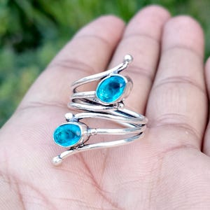Swiss Blue Topaz Ring, 925 Sterling Silver, Handmade Ring, Birthstone Ring, Dainty Jewelry, December Gift, Dainty Gemstone Woman&#39;s Ring