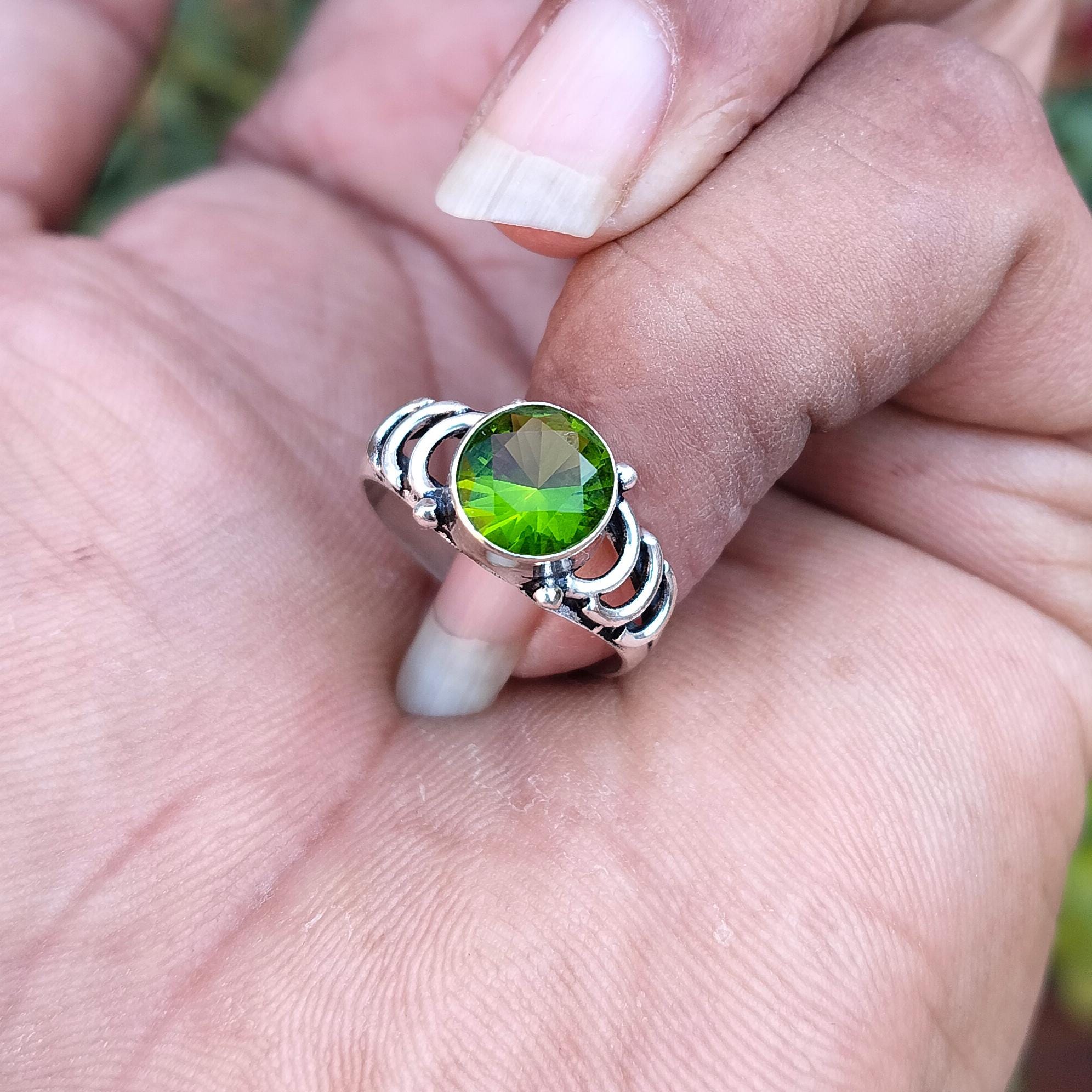 Handmade Peridot Sterling Silver Ring - August Birthstone Jewelry