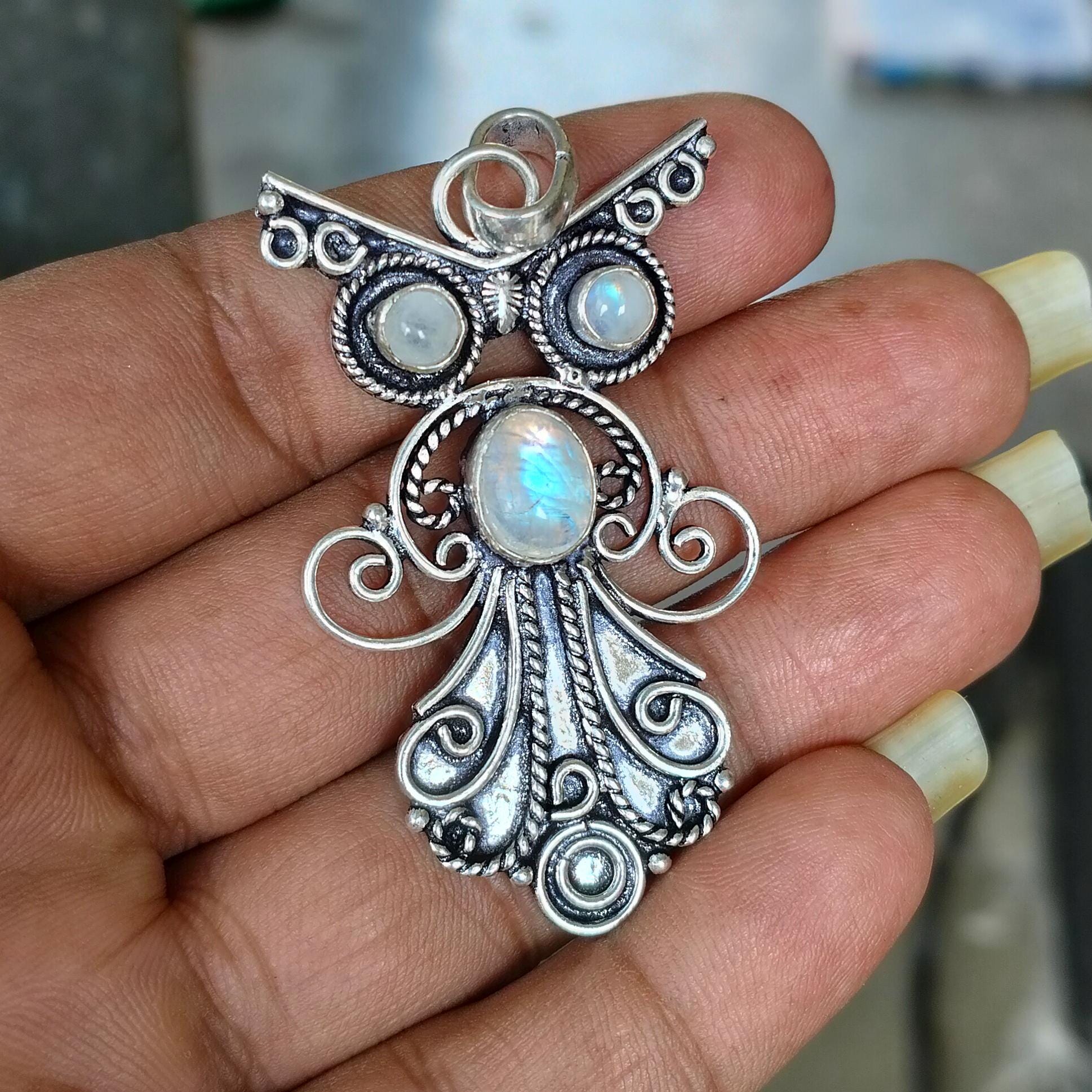 CHENGHONG Collar De Búho De Plata De Ley 925 Con Nudo