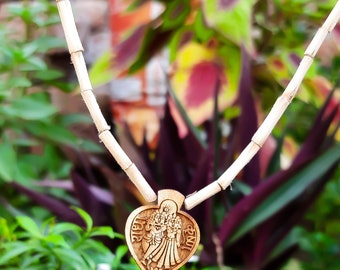 Pure Tulsa necklace with shire  Radha Pendant necklace, Krishna kantha 1 round mala, Shree Krishna Handmade Tulsa Sanskrit necklace