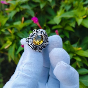 Yellow Citrine Ring 925 Sterling Silver Handmade Ring, Gemstone Ring Jewelry, Citrine Ring, ,Gift For Her, Valentine&#39;s day Gifted ring