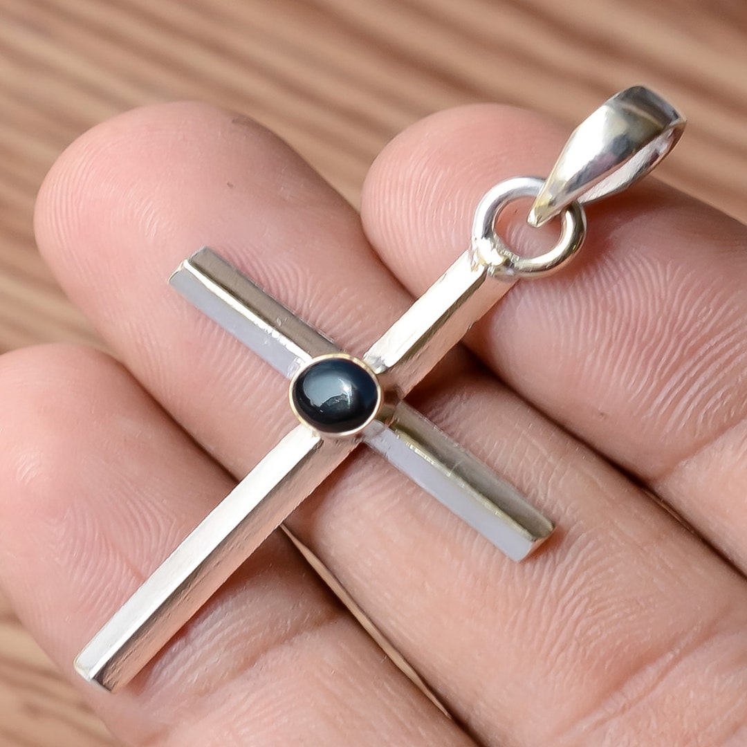 Christian Cross Pendant,black Onyx Cross Pendant,bridal Engagement Gift