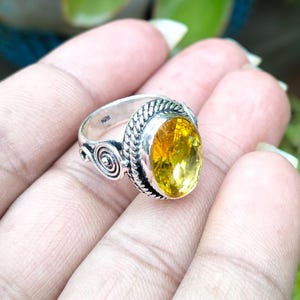 Yellow Faceted Citrine Ring 925 Sterling Silver Handmade Ring, Gemstone Ring Jewelry, Citrine Ring, ,Gift For Her, Christmas Gifted Ring
