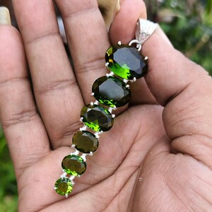 Faceted Peridot Gemstone Pendant, 925 Sterling Silver Jewelry, Handmade Necklace, Peridot Silver Pendant Necklace, Unique Gift, Mans pendant
