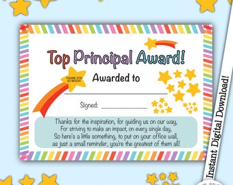 Top Principal Award, Thank You Principal, Gratitude Certificate, Teacher Appreciation, Head Teacher Award, National Teacher Day, Thanks Card