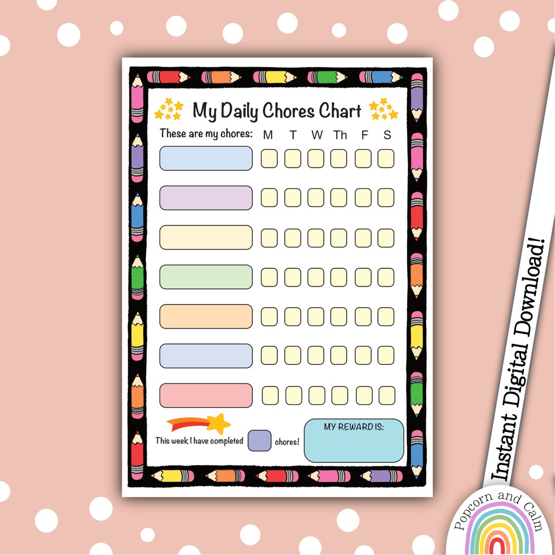 Chore Chart Job Chart Printable Chart Instant Download - Etsy
