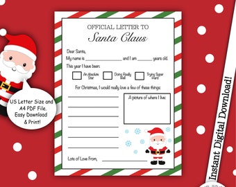 Letter to Santa Claus, Letter to Father Christmas, Christmas List, Nice List, Gift List, Xmas Wish List, Christmas Activities for Children