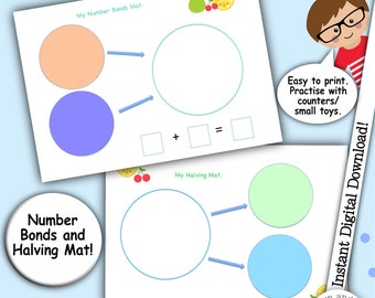 Numeracy Activities, Maths Resources, Downloadable Activity, Halving Activity, Number bonds, Homeschooling Resource, Childminder Resource