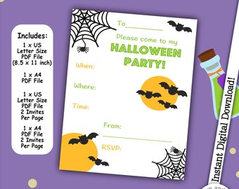 Downloadable Halloween Invitation, Printable Halloween Invite, Print At Home, Halloween Party, Halloween Ideas, Instant Invitations, Spooky