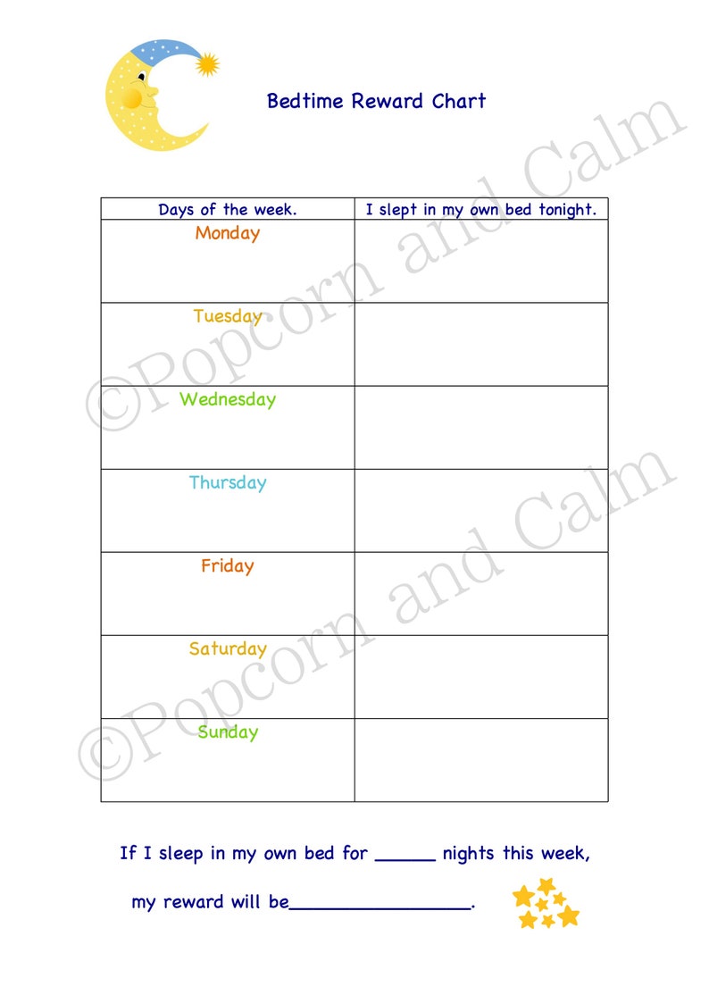 Bedtime Reward Chart Sleep Training Bedtime Routine | Etsy
