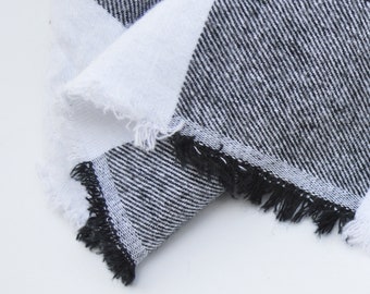 Buffalo Plaid Flannel Fabric by the yard // Black and White Buffalo Check // large 2" plaid