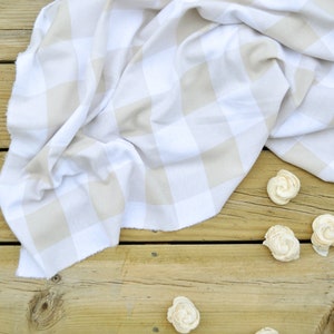 Buffalo Plaid Flannel Fabric by the yard // Beige/Taupe/Ecru Buffalo Check // large 2&quot; plaid