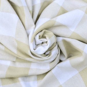 Wholesale Buffalo Plaid Flannel Fabric by the yard // Beige and White Buffalo Check // large 2&quot; plaid